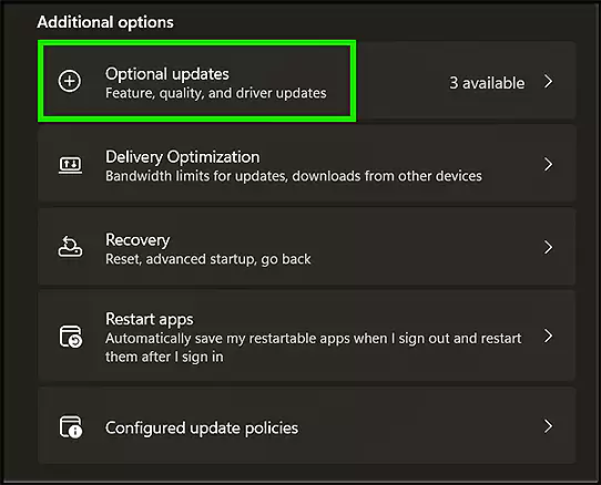 Click on ‘Optional Updates’