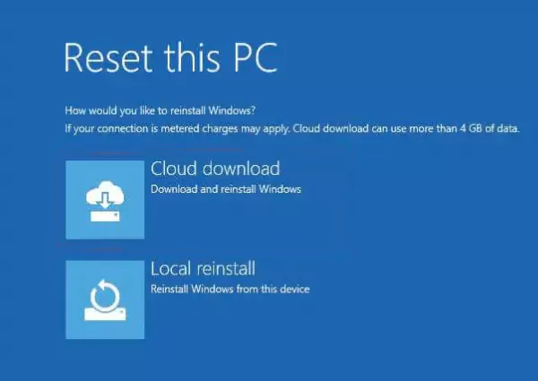 Opt for Cloud download or Local reinstall it