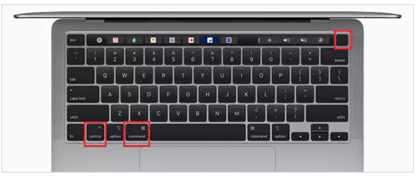 Press Control Command Power Touch ID buttons to restart MacBook Pro.