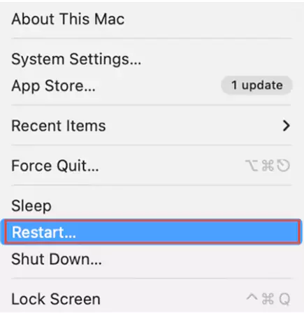 Select the Restart option from the Apple menu.