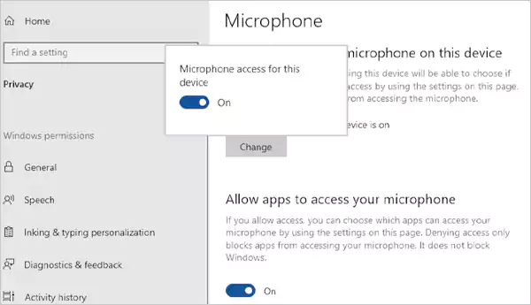 Allow access to the microphone
