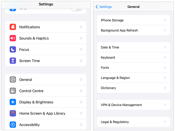 Settings General Date & Time