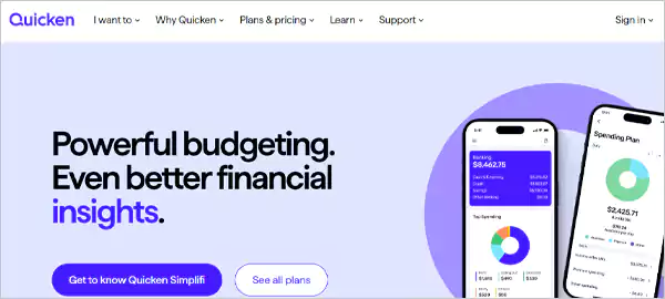 Quicken homepage