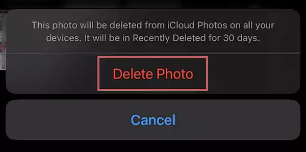 At last in the pop up choose Delete Image