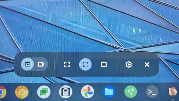 Chromebook screen capture toolbar