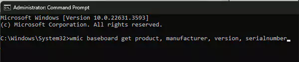 In the field type in wmic baseboard get product manufacturer version serialnumber