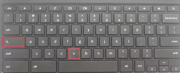 Search plus V on Chromebook