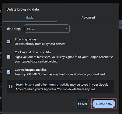 click on the check box and delete data